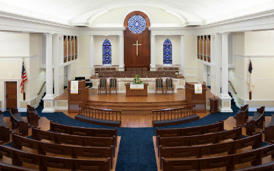 a freshly painted interior of a church
